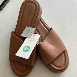 Tan A New Day Platform Sandals in Faux Leather